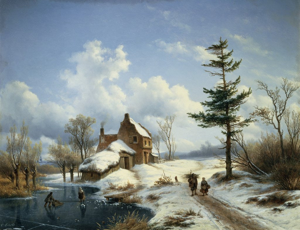Detail of A Clear Winter's Day by Cornelius Lieste