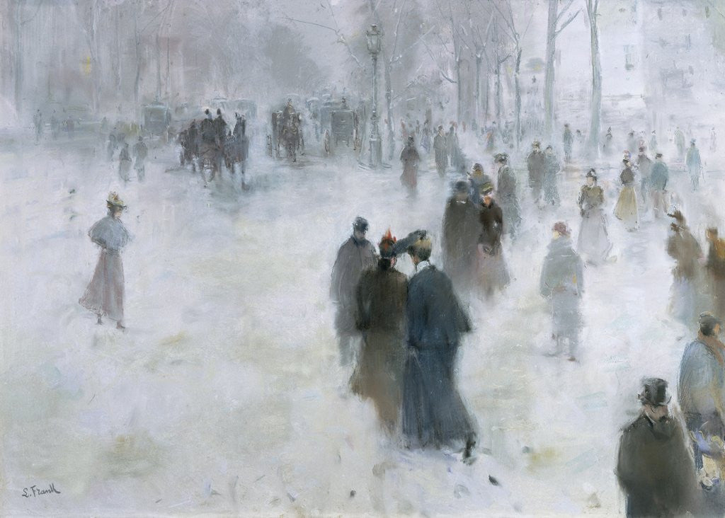 Detail of A Walk in the Snow by Lucien Frank