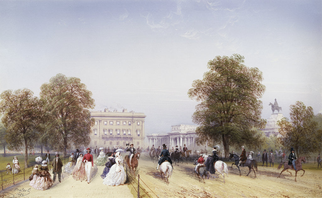 Detail of High Society, Rotten Row, Hyde Park by Carlo Bossoli