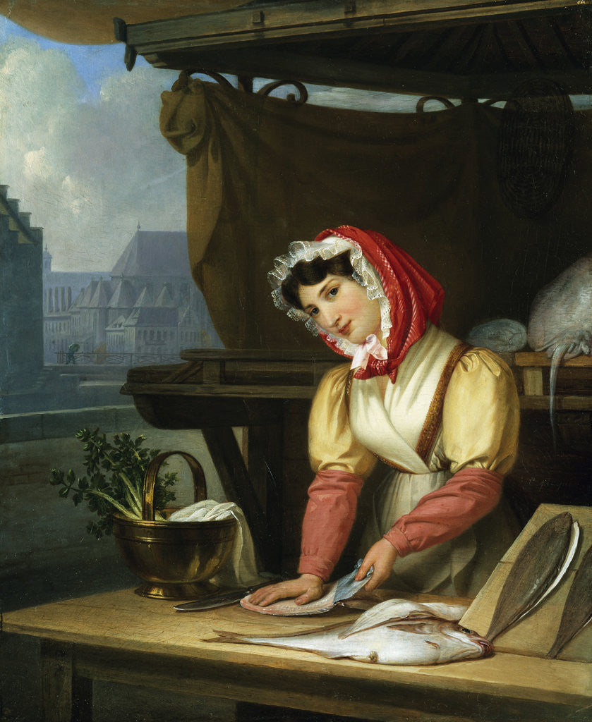 Detail of The Fish Seller by Charles Picque