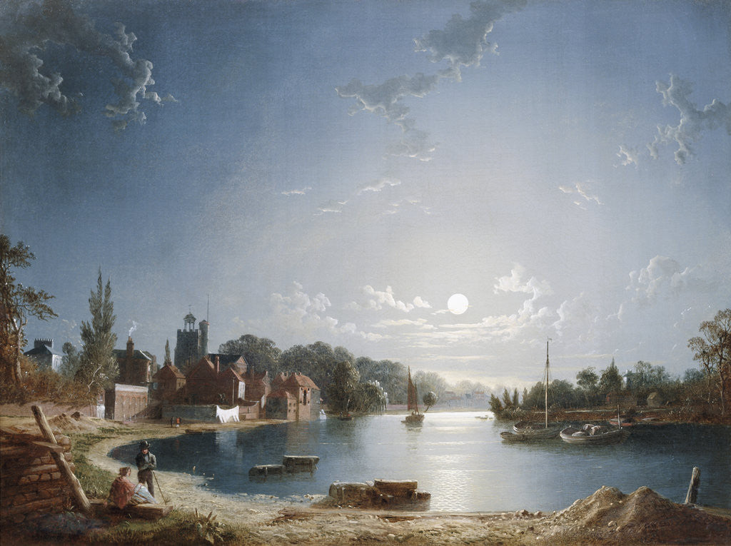 Detail of A Full Moon on the River at Brentford by Henry Pether