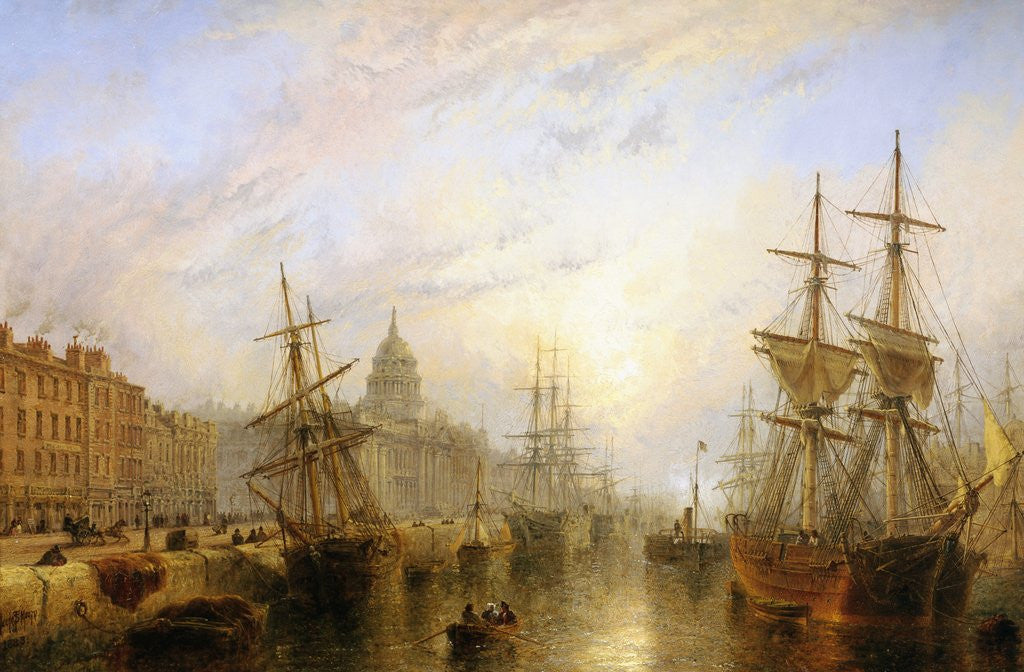 Detail of Customs House Quay, Dublin by Claude Thomas Stanfield Moore