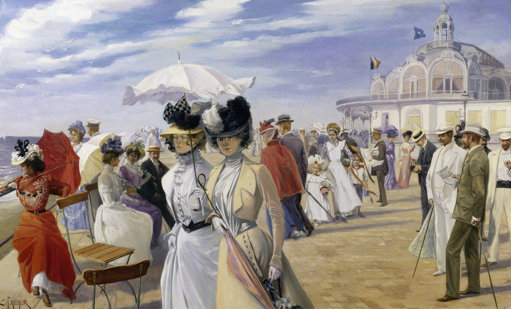 Detail of A Stroll at the Seaside, Ostend by Carl Hermann Kuechler