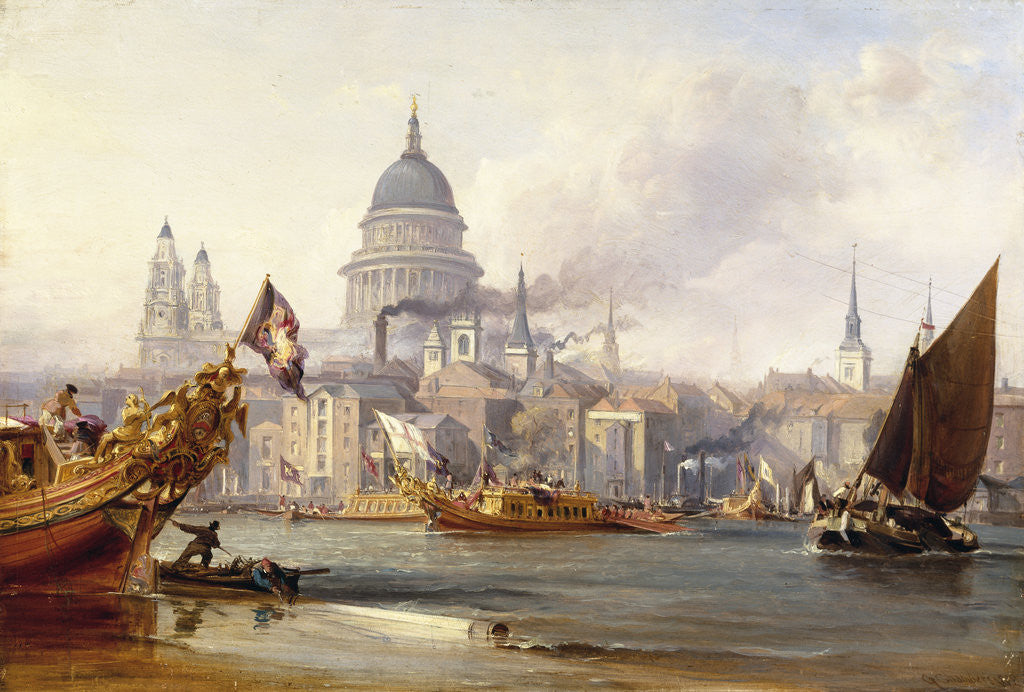 Detail of St. Paul's Cathedral and the City of London, England by George Chambers