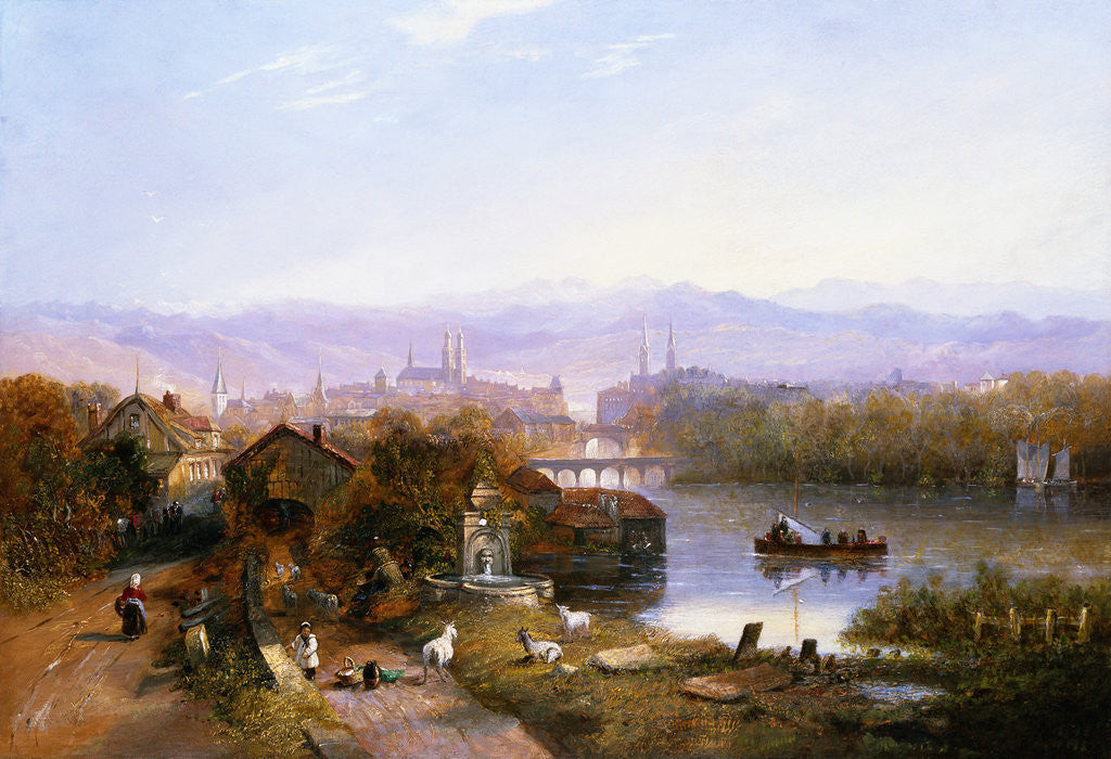 Detail of View of Zurich, Switzerland by James Wilson Carmichael