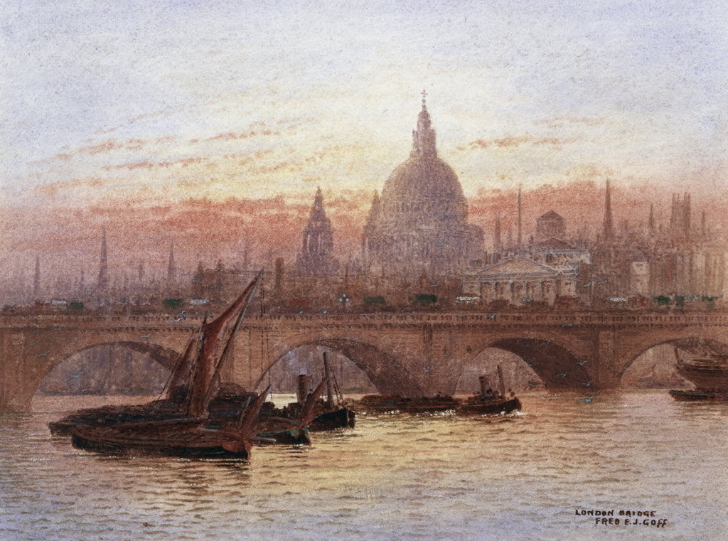 Detail of London Bridge, England by Fred E.J. Goff