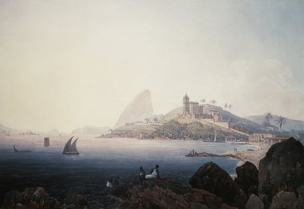 Detail of View of the Gloria Church and Sugarloaf Mountain, Rio de Janeiro by Thomas Ender
