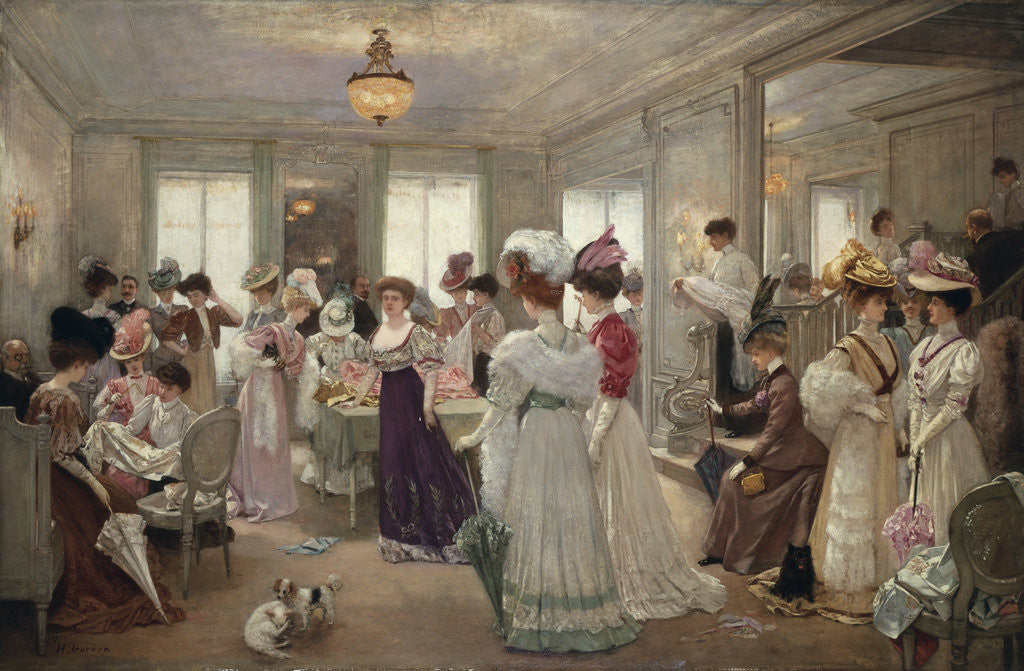 Detail of Cinq Heures Chez le Couturier Paquin by Henri Gervex