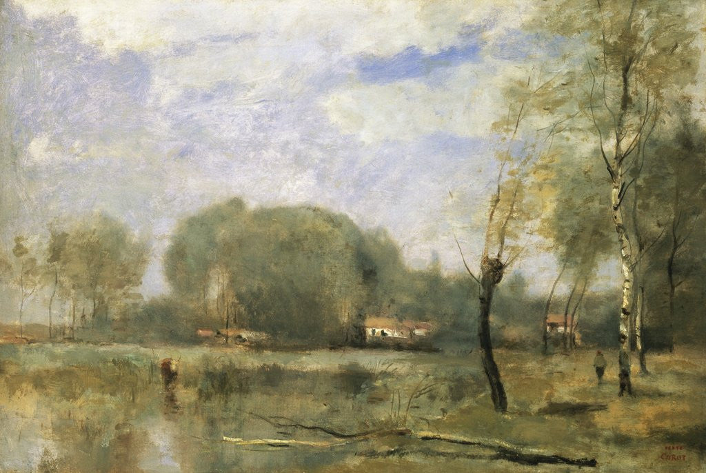 Detail of The Marshes of Arleux by Jean-Baptiste-Camille Corot