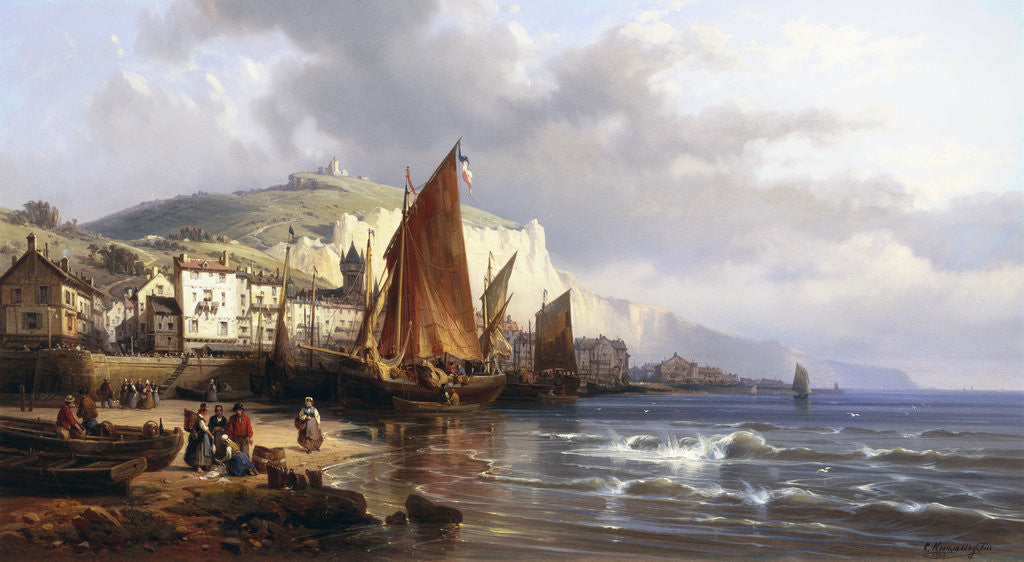 Detail of Yport, Normandy, France by Charles Euphrasie Kuwasseg