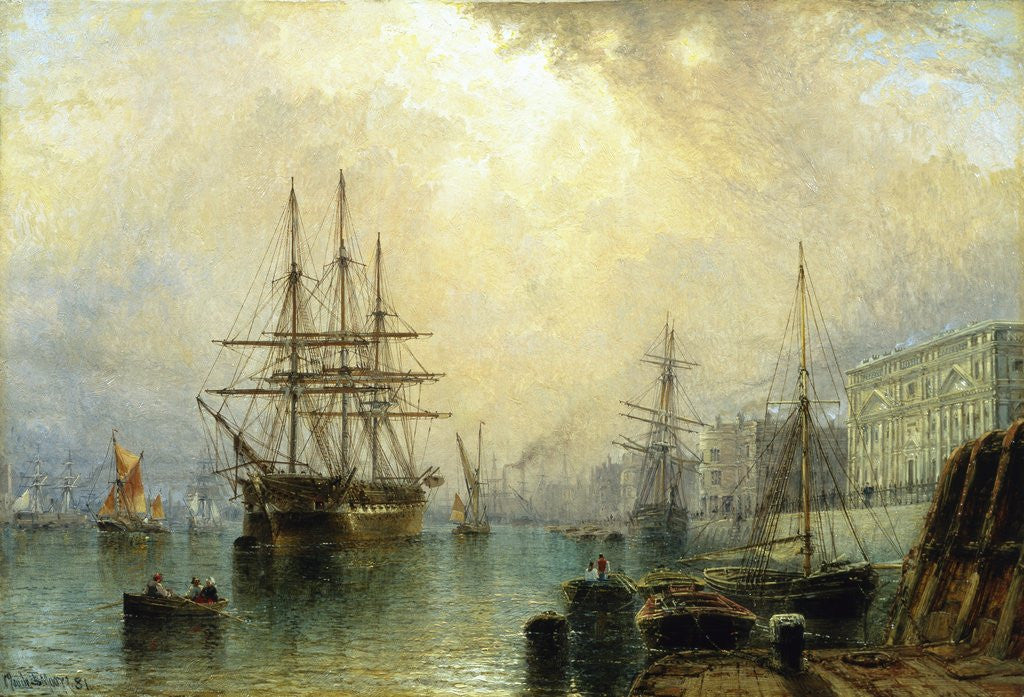 Detail of H.M.S. War Sprite off Greenwich, London by Claude Thomas Stanfield Moore