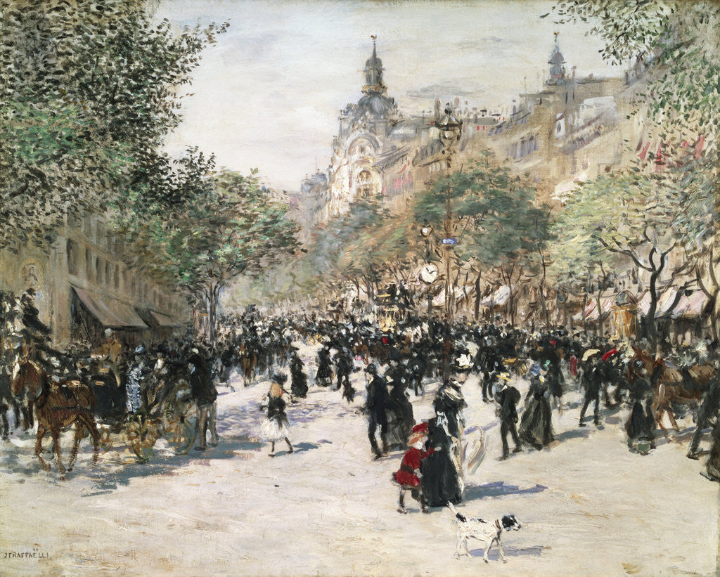 Detail of Boulevard Haussmann, Paris by Jean Francois Raffaelli
