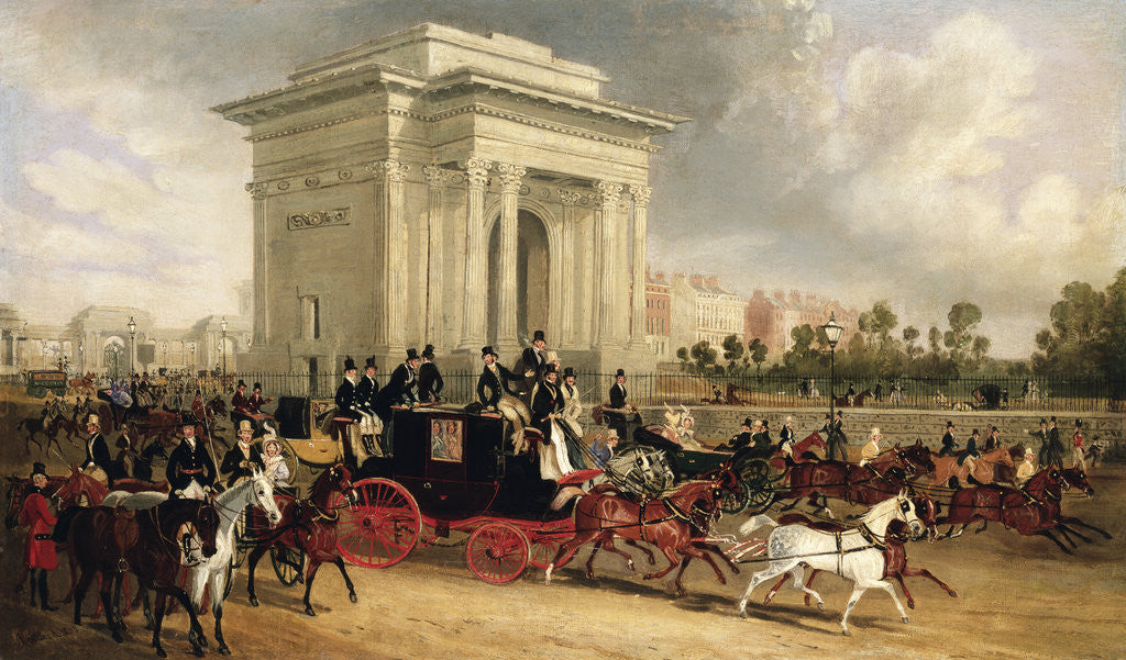 Detail of Hyde Park Corner, London by James Pollard