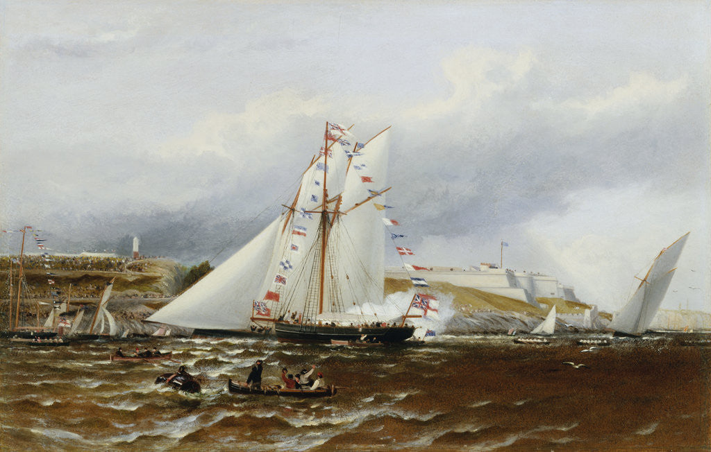 Detail of A Regatta at Plymouth, England by Henry A. Luscombe