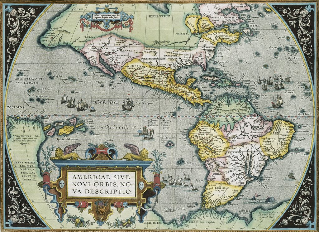 Detail of Americae Sive Novi Orbis, Nova Descriptio Map by Abraham Ortelius