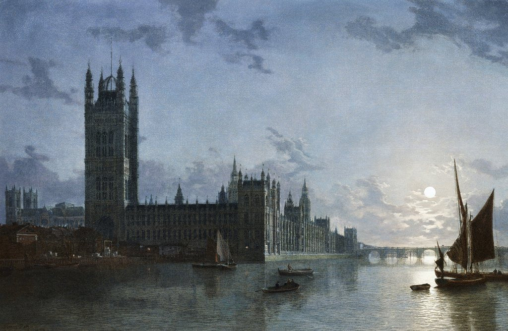 Detail of Westminster Abbey and the Houses of Parliament by Henry Pether