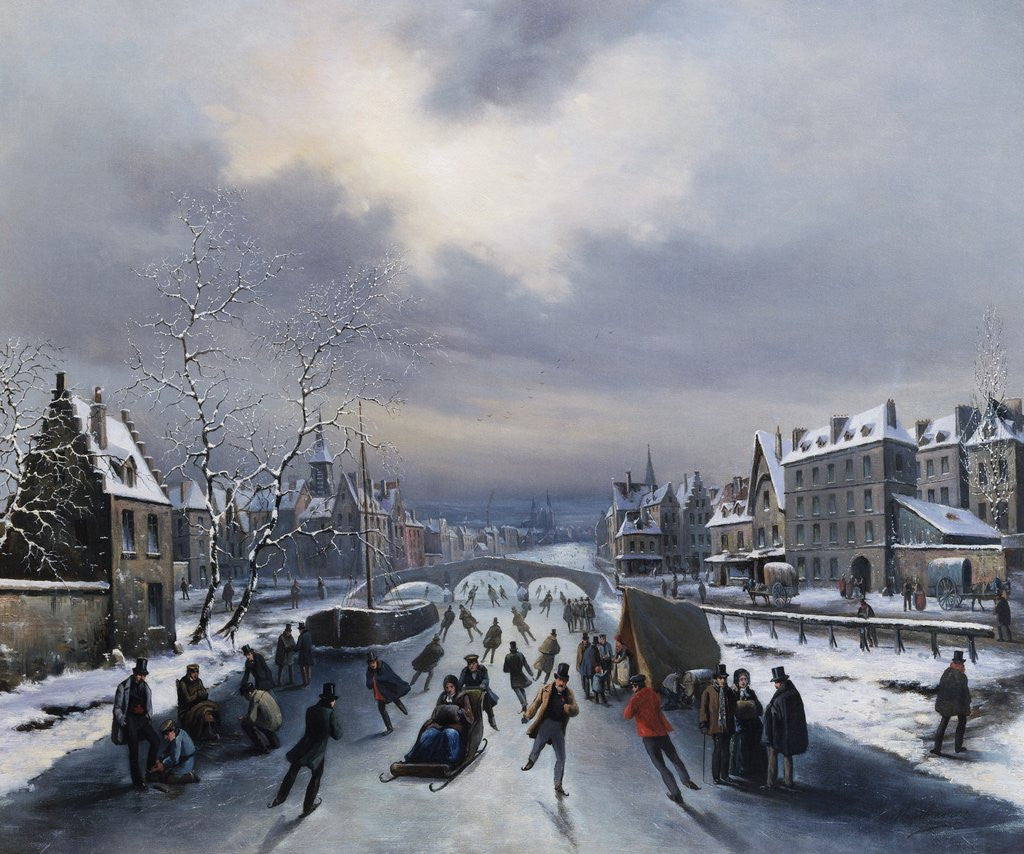 Detail of Skating on the Ice by Louis Claude Malbranche
