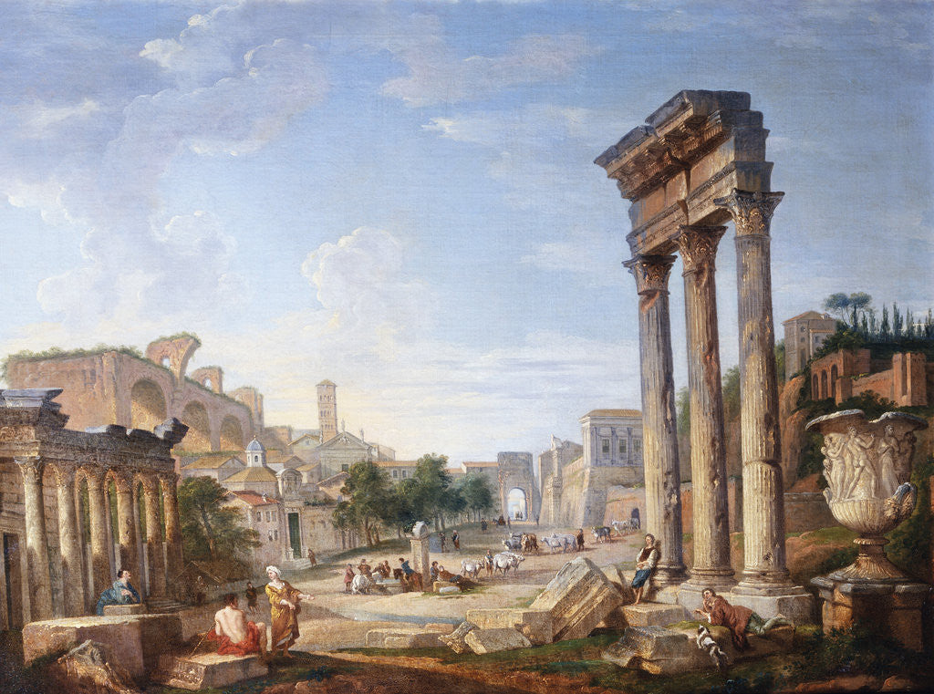 Detail of The Forum, Rome, Italy by Giovanni Paolo Panini