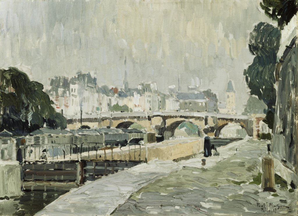 Detail of A View of the Seine, Paris by Paul Mathieu