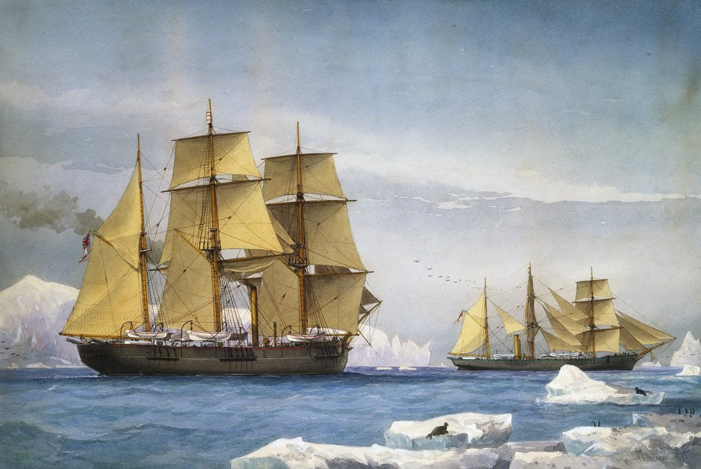 Detail of H.M.S. Alert and Discovery on the Arctic Expedition of 1865-1866 by William Frederick Mitchell