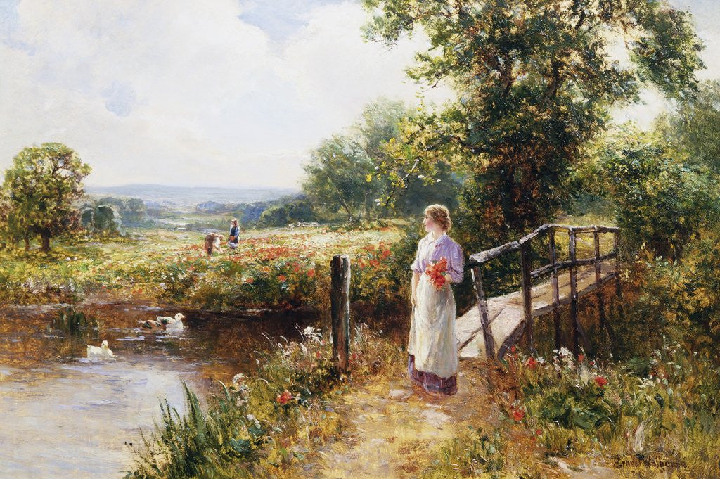 Detail of Gathering Poppies Near Winchester, England by Ernest Walbourn