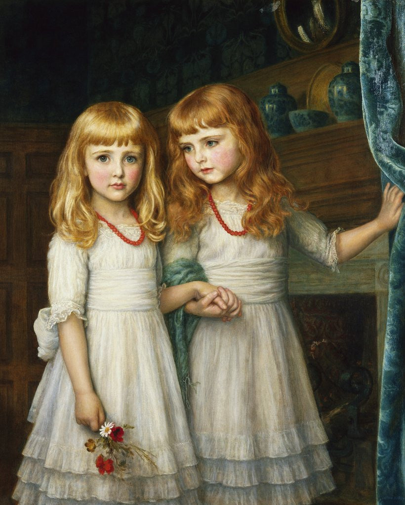 Detail of Marjory and Lettice Wormald by Arthur Hughes