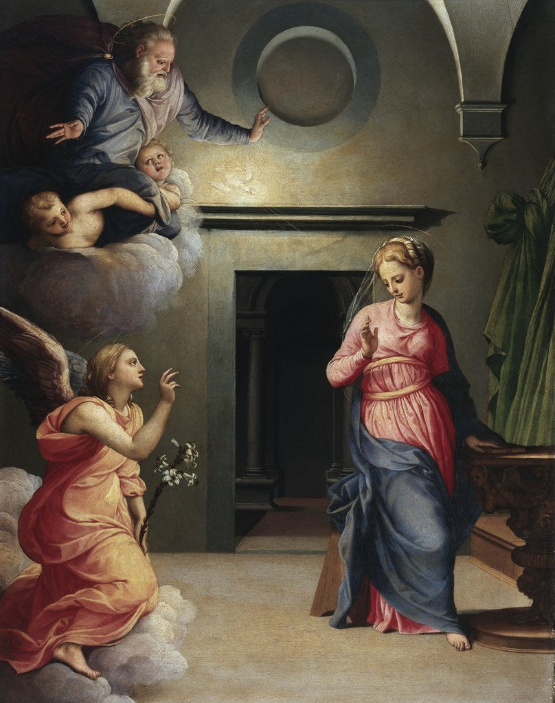 Detail of Annunciation by Giovanni Bizzelli