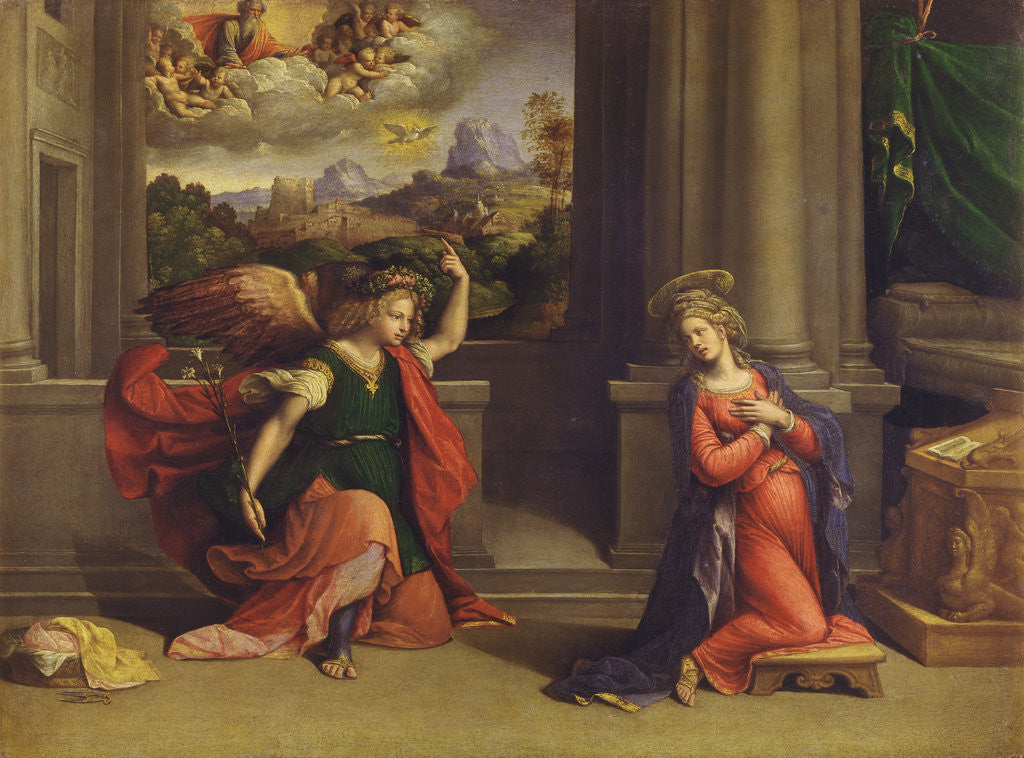 Detail of Annunciation by Benvenuto Tisi da Garofalo