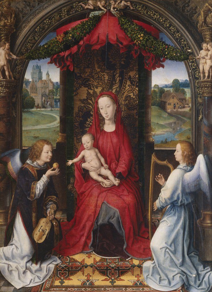 Detail of Madonna and Child with Two Angels by Hans Memling