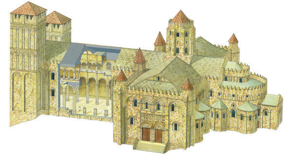 Detail of Santiago de Compostela Romanesque Cathedral. Reconstruction. Spain by Fernando Aznar Cenamor