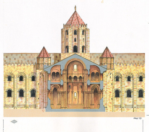 Detail of Santiago de Compostela Romanesque Cathedral.Cross section. Spain by Fernando Aznar Cenamor
