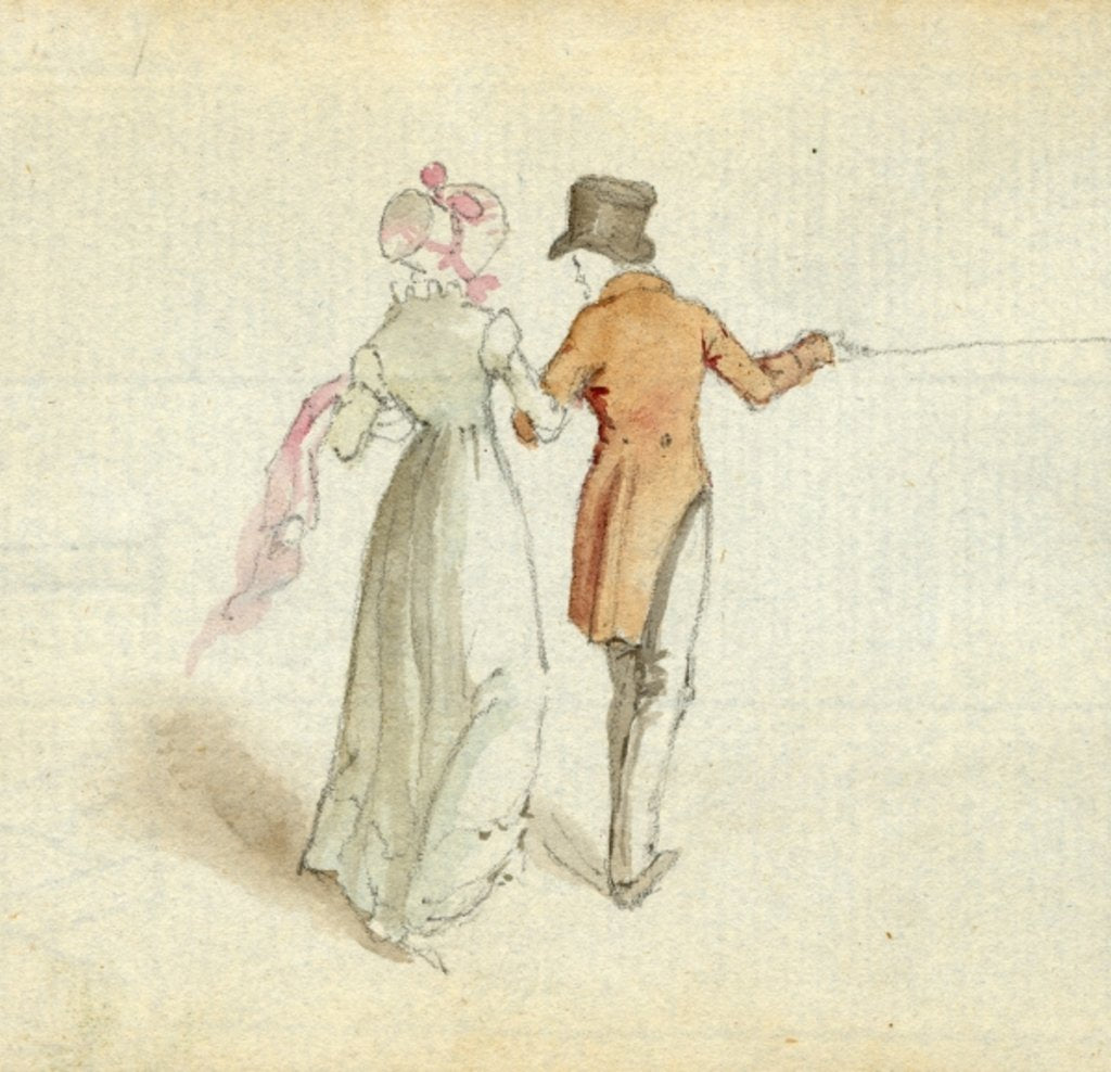 Detail of A couple strolling, c.1825 by English School