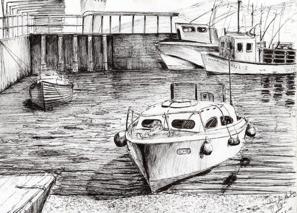 Detail of Boats at Islay Scotland, 2005 by Vincent Alexander Booth