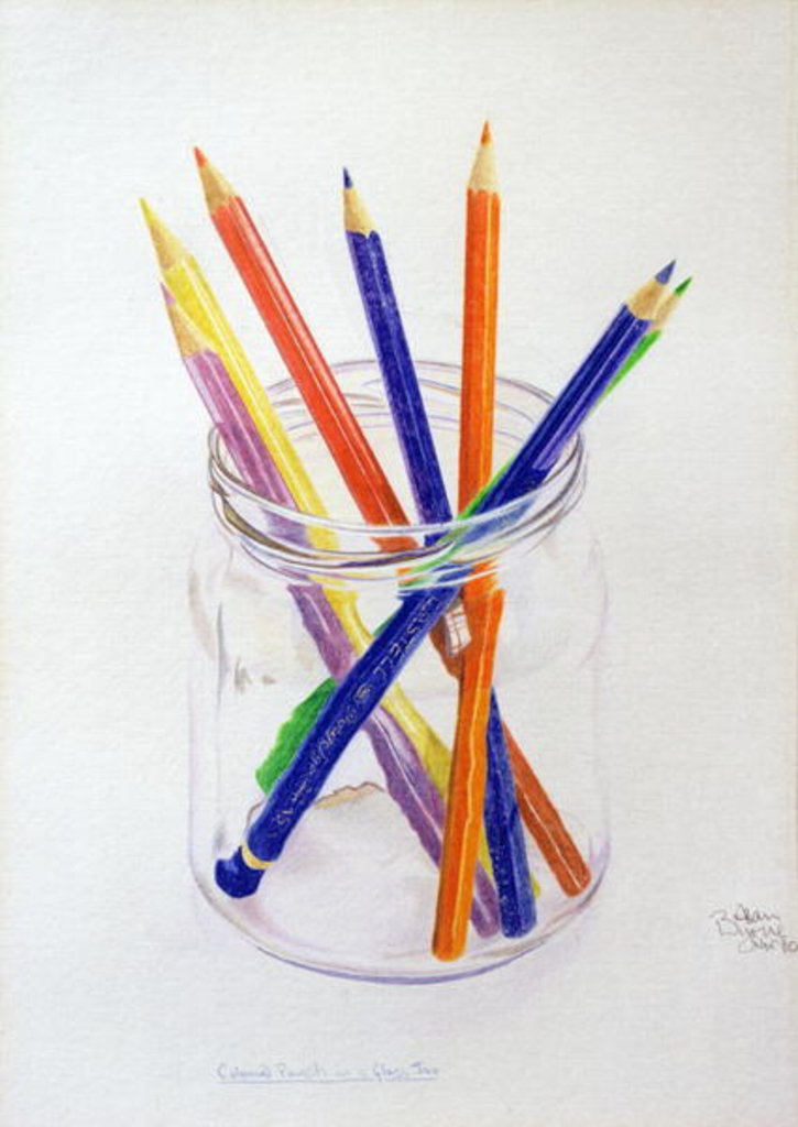 Detail of Coloured Pencils in a Jar, 1980 by Alan Byrne