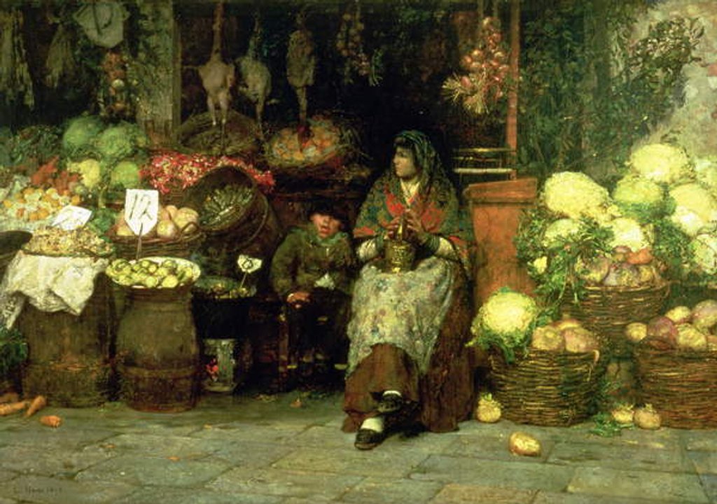 Detail of The Vegetable Vendor, 1890 by Luigi Nono