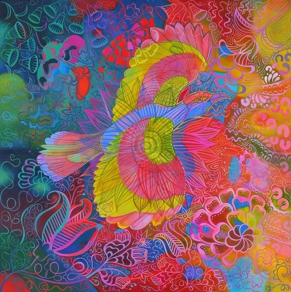 Detail of Flying Indian roller bird, 2013 by Jane Tattersfield