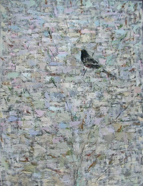 Detail of Blackbird in Tree by Ruth Addinall