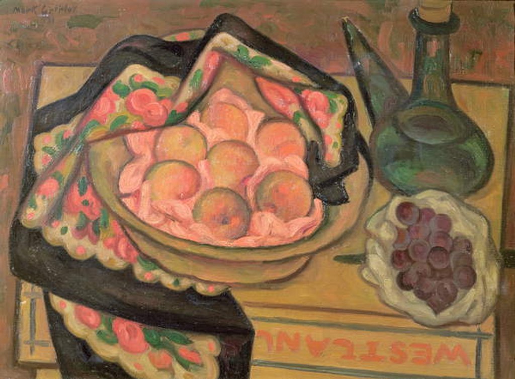 Detail of Peaches and a Green Bottle, 1931 by Mark Gertler