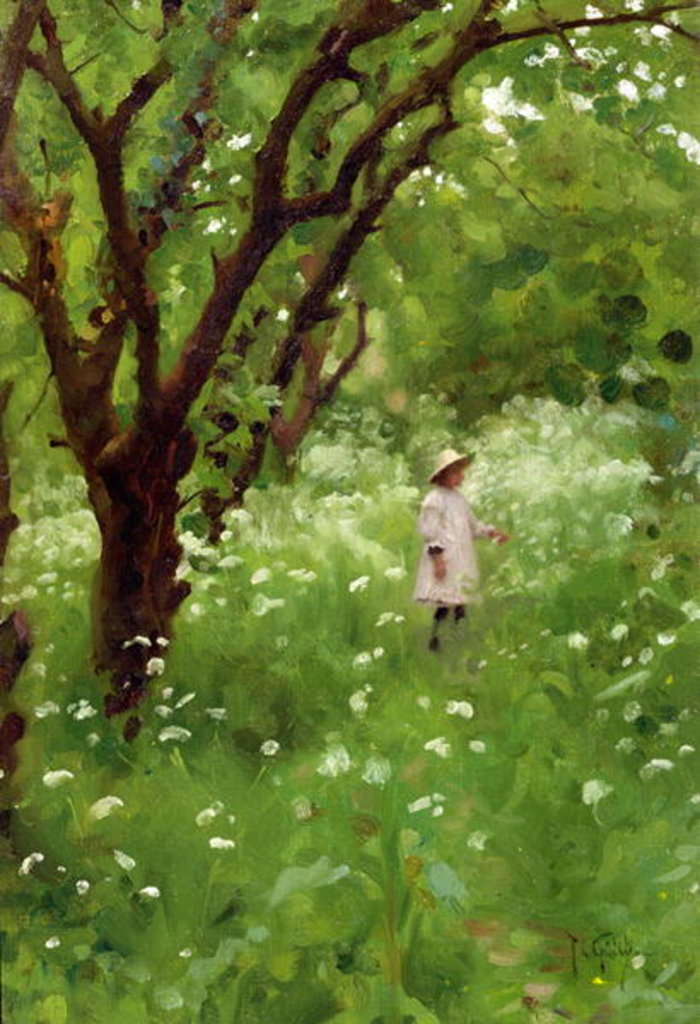 Detail of The Orchard by Thomas Cooper Gotch