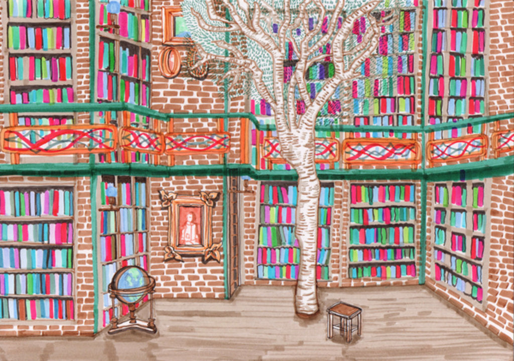 Detail of Tree Library, 2017 by Charlotte Orr