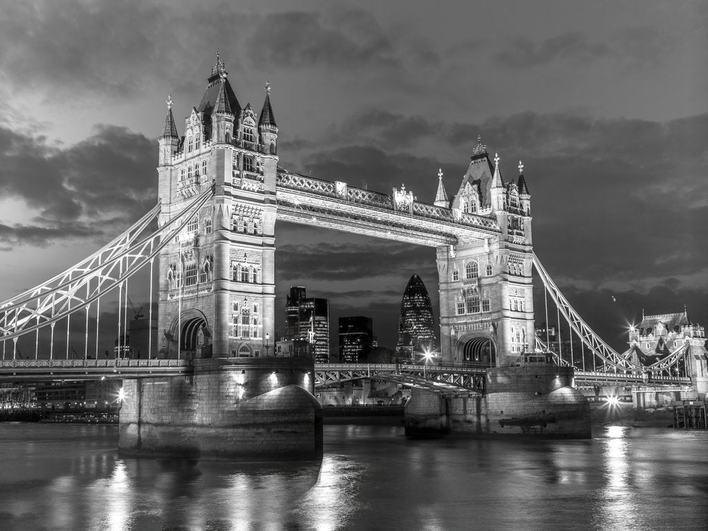 Detail of Tower bridge London at night by Assaf Frank