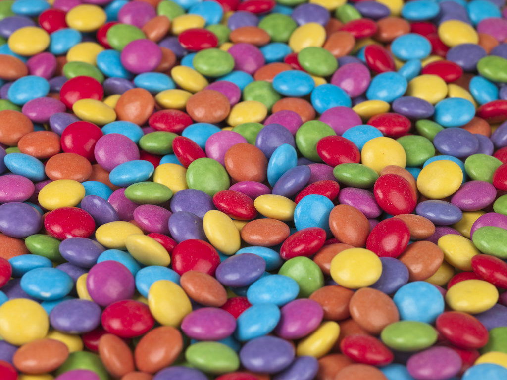 Detail of Multi colored smarties sweets by Assaf Frank