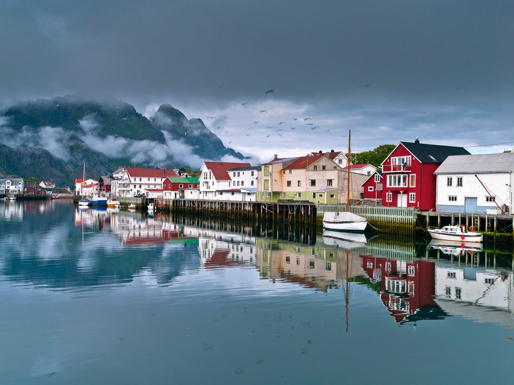 Detail of Village in Lofoten, Norway by Assaf Frank