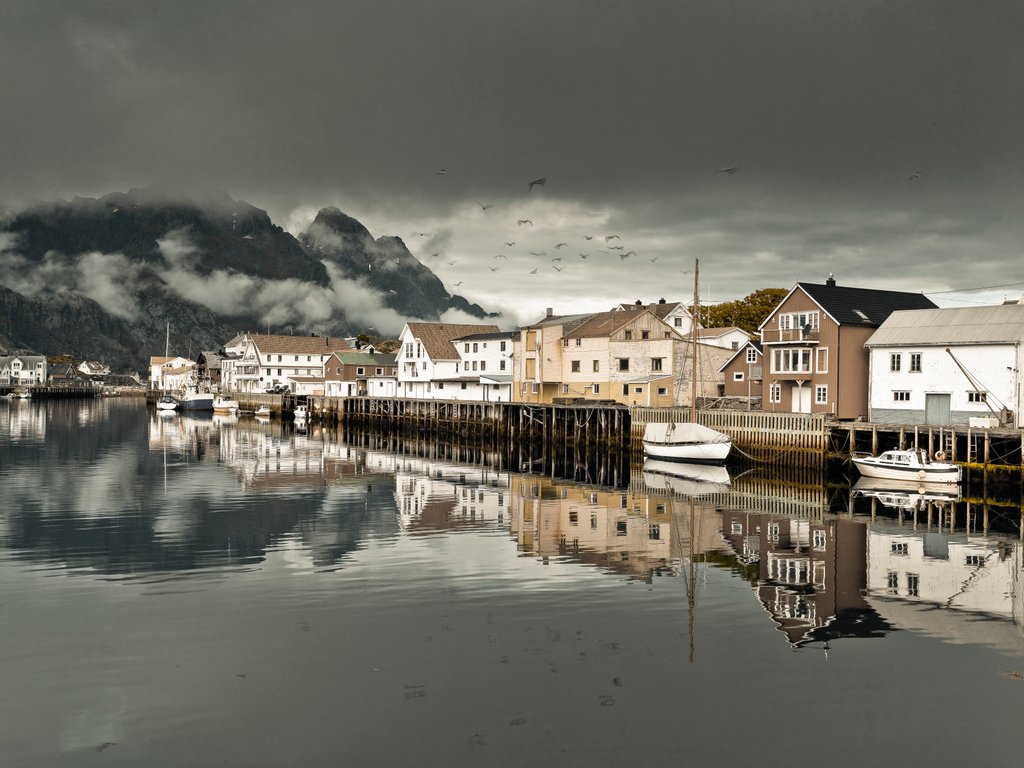 Detail of Village in Lofoten, Norway by Assaf Frank