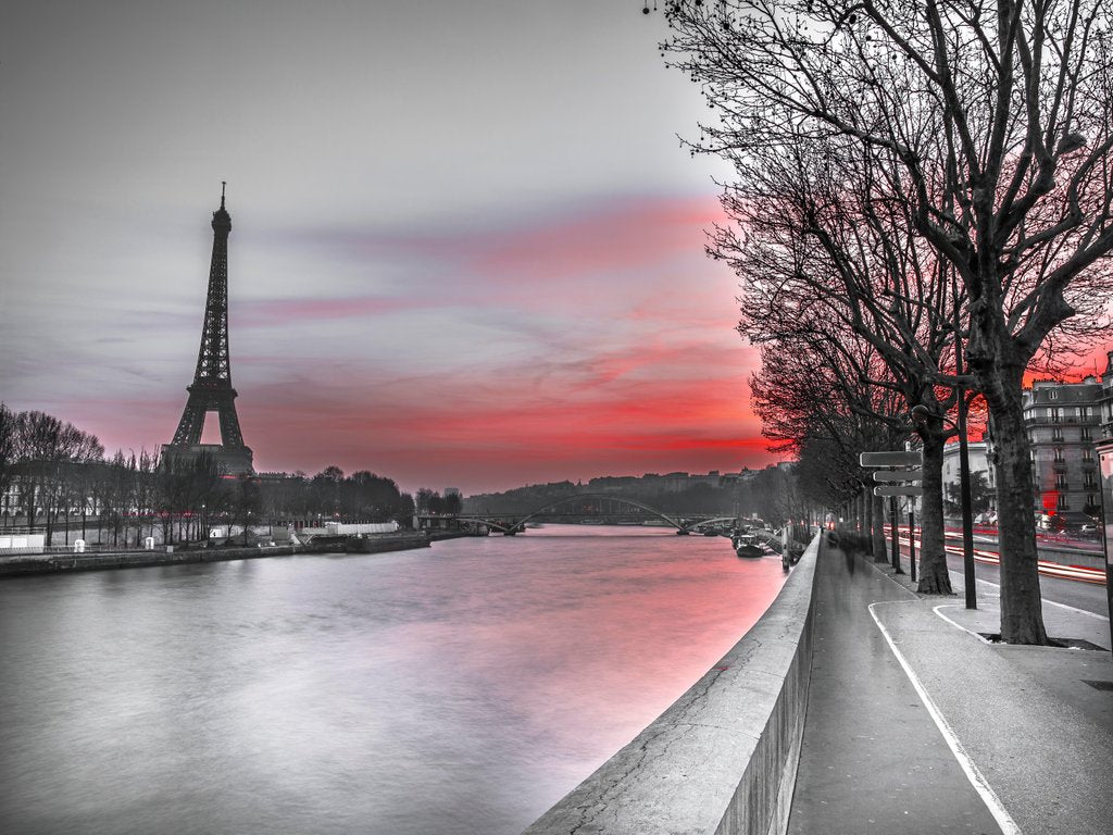 Detail of River Seine and Eiffel tower by Assaf Frank
