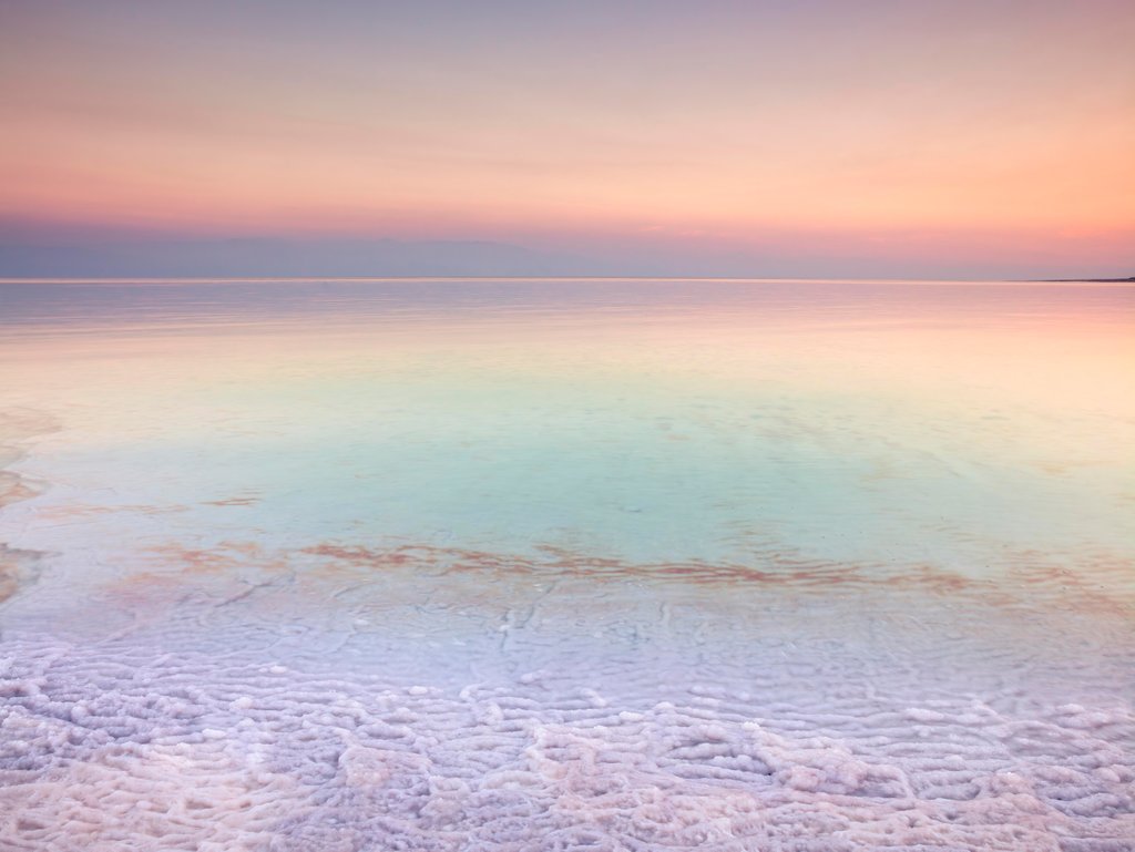 Detail of Dead sea shore at dusk, Israel by Assaf Frank