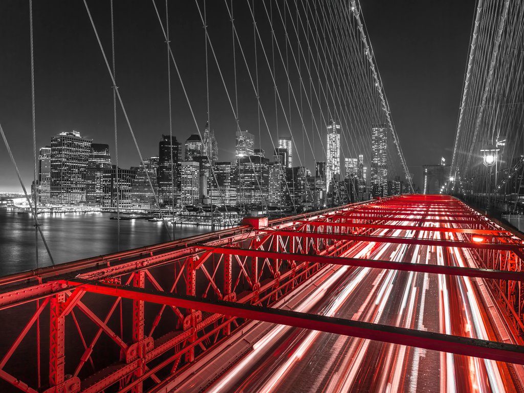 Detail of Brooklyn Bridge, New York by Assaf Frank