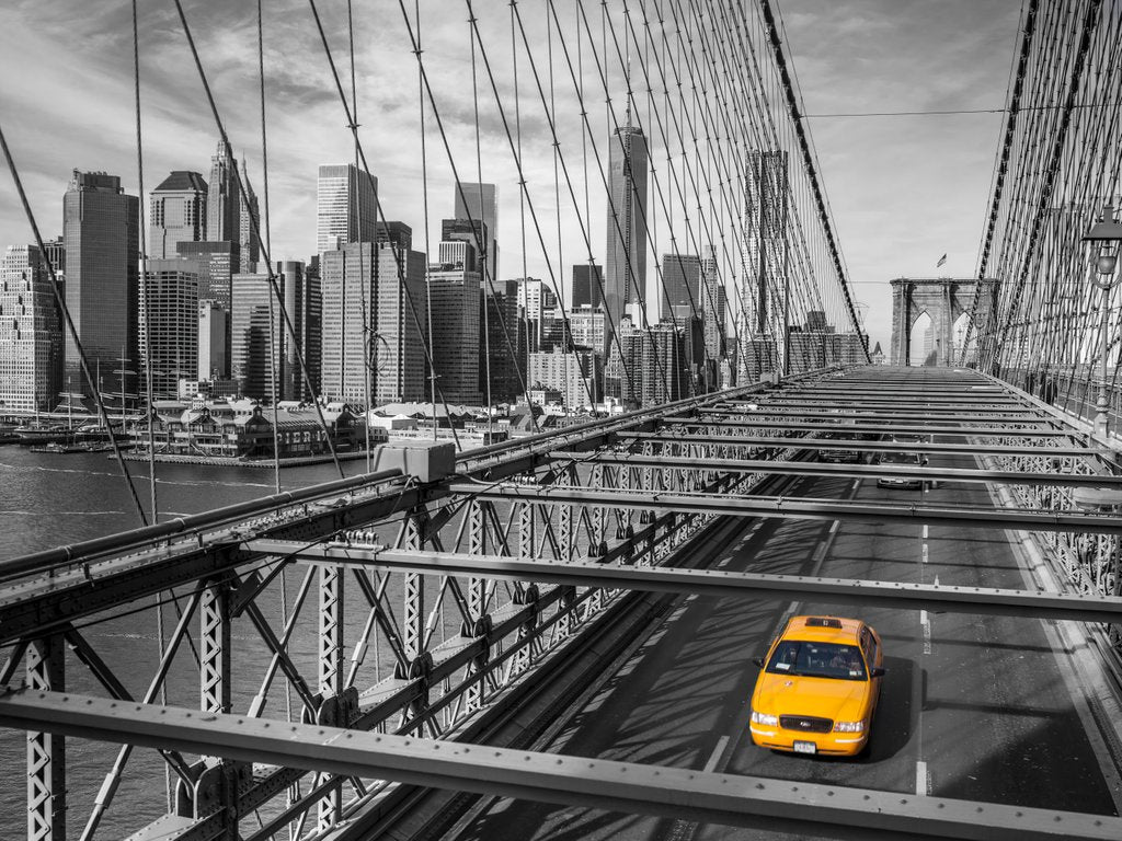 Detail of Cab on Brooklyn Bridge by Assaf Frank