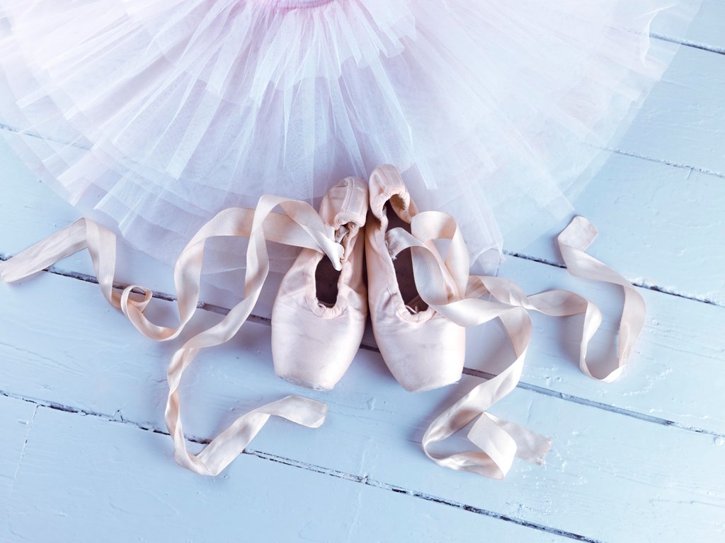 Detail of Ballet shoes and ress by Assaf Frank