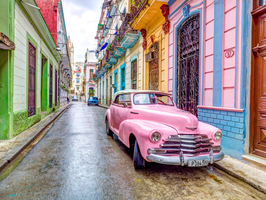 Detail of Vintage car in Havana by Assaf Frank
